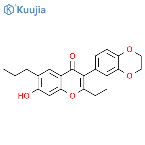 3-(2,3-dihydro-1,4-benzodioxin-6-yl)-2-ethyl-7-hydroxy-6-propyl-4H-chromen-4-one structure