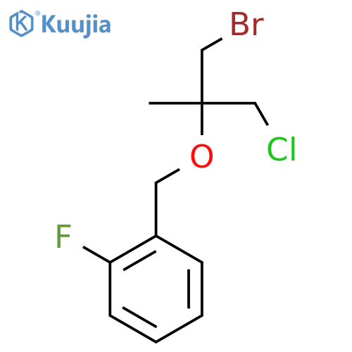 1-{(1-bromo-3-chloro-2-methylpropan-2-yl)oxymethyl}-2-fluorobenzene structure