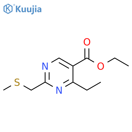 5-Pyrimidinecarboxylic acid, 4-ethyl-2-[(methylthio)methyl]-, ethyl ester structure