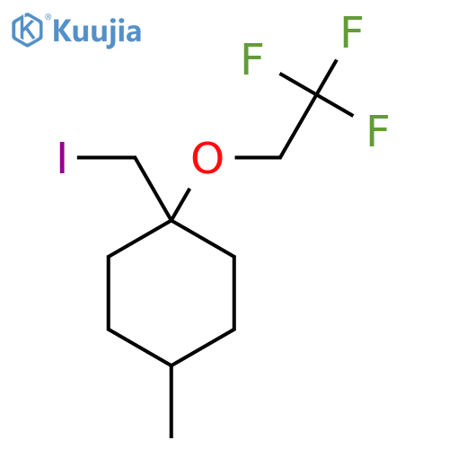 1-(iodomethyl)-4-methyl-1-(2,2,2-trifluoroethoxy)cyclohexane structure