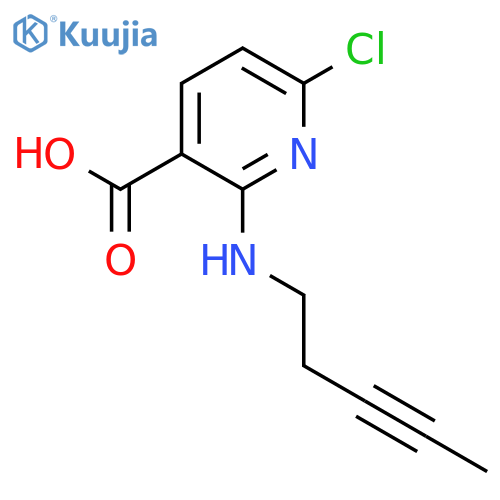 6-chloro-2-(pent-3-yn-1-yl)aminopyridine-3-carboxylic acid structure