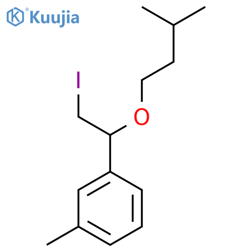 1-2-iodo-1-(3-methylbutoxy)ethyl-3-methylbenzene structure