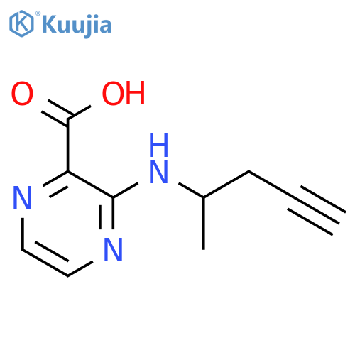 3-(pent-4-yn-2-yl)aminopyrazine-2-carboxylic acid structure