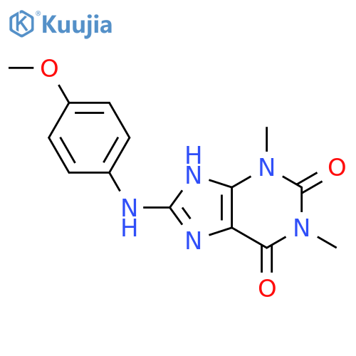 8-[(4-methoxyphenyl)amino]-1,3-dimethyl-2,3,6,7-tetrahydro-1H-purine-2,6-dione structure