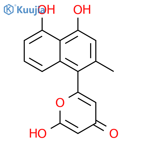 4H-Pyran-4-one,2-(4,5-dihydroxy-2-methyl-1-naphthalenyl)-6-hydroxy- structure