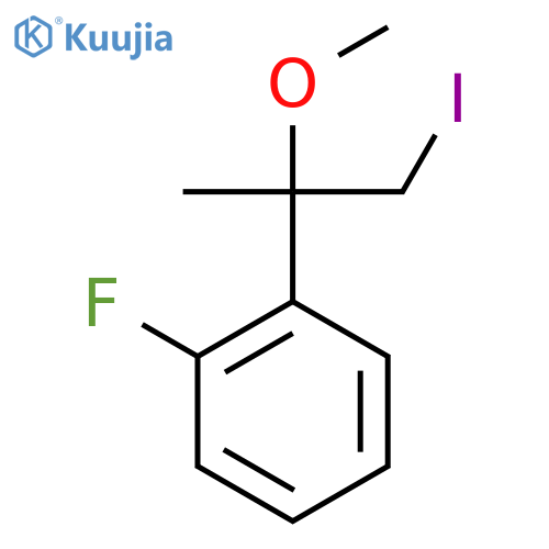 1-fluoro-2-(1-iodo-2-methoxypropan-2-yl)benzene structure