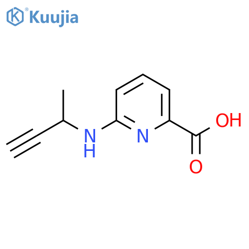 6-(but-3-yn-2-yl)aminopyridine-2-carboxylic acid structure