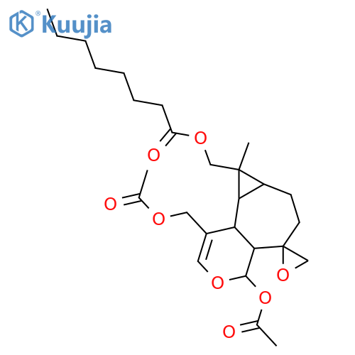 2,3-Epoxy-2,3-seco-3,10(14)-aromadendradiene-2,13,15-triol; (2α,11R)-form, 10β,14-Epoxide, 13-octanoyl, di-Ac structure