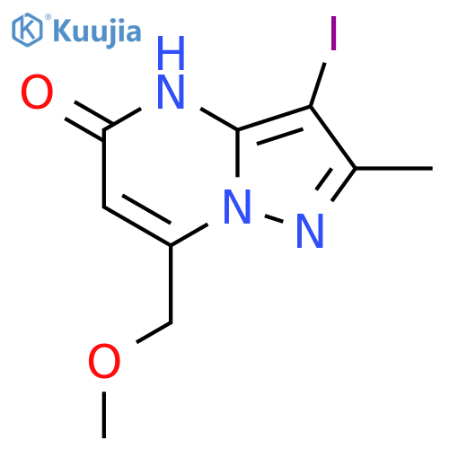 3-iodo-7-(methoxymethyl)-2-methyl-4H,5H-pyrazolo1,5-apyrimidin-5-one structure