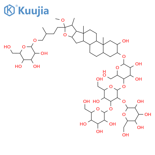 β-D-Galactopyranoside, (2α,3β,5α,25R)-26-(β-D-glucopyranosyloxy)-2-hydroxy-22-methoxyfurostan-3-yl O-β-D-glucopyranosyl-(1→2)-O-[β-D-glucopyranosyl-(1→3)]-O-β-D-glucopyranosyl-(1→4)- structure
