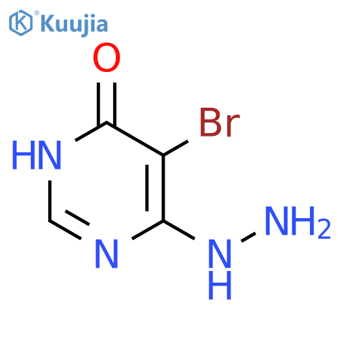 5-bromo-6-hydrazinyl-3,4-dihydropyrimidin-4-one structure