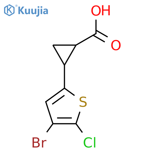 2-(4-bromo-5-chlorothiophen-2-yl)cyclopropane-1-carboxylic acid structure