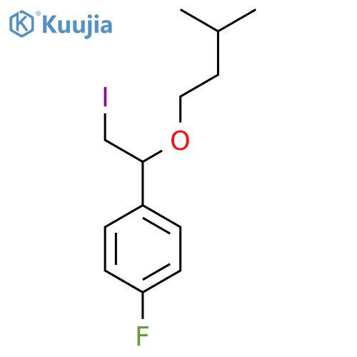 1-fluoro-4-2-iodo-1-(3-methylbutoxy)ethylbenzene structure
