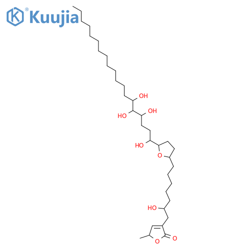 2(5H)-Furanone, 3-[2-hydroxy-7-[tetrahydro-5-(1,4,5,10-tetrahydroxynonadecyl)-2-furanyl]heptyl]-5-methyl- (9CI) structure
