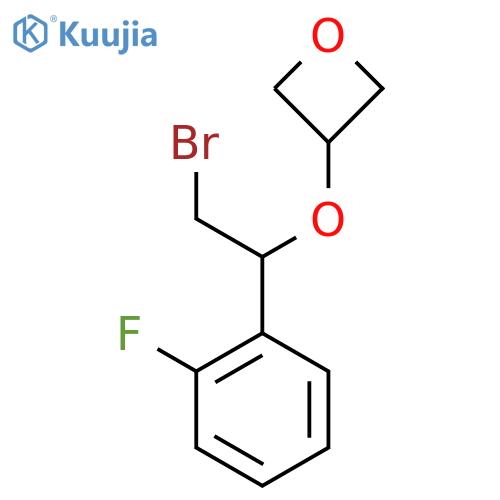 3-2-bromo-1-(2-fluorophenyl)ethoxyoxetane structure