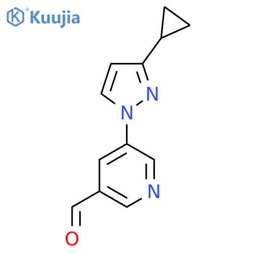 5-(3-cyclopropyl-1H-pyrazol-1-yl)pyridine-3-carbaldehyde structure