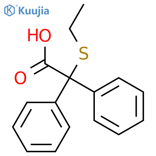 Benzeneacetic acid, a-(ethylthio)-a-phenyl- structure