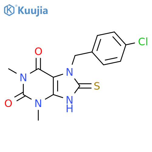 7-[(4-chlorophenyl)methyl]-1,3-dimethyl-8-sulfanyl-2,3,6,7-tetrahydro-1H-purine-2,6-dione structure