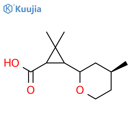 2,2-dimethyl-3-[(4S)-4-methyloxan-2-yl]cyclopropane-1-carboxylic acid structure
