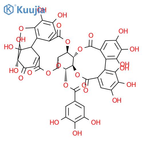 b-D-Glucopyranose, cyclic 4&reg;7:6&reg;5-[(2S,6S)-3,6-dihydro-2,9,10,11,11-pentahydroxy-3-oxo-2,6-methano-2H-1-benzoxocin-5,7-dicarboxylate]cyclic 2,3-[(1S)-4,4',5,5',6,6'-hexahydroxy[1,1'-biphenyl]-2,2'-dicarboxylate]1-(3,4,5-trihydroxybenzoate) (9CI) structure