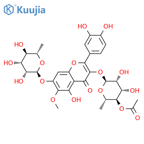 4H-1-Benzopyran-4-one,3-[(4-O-acetyl-6-deoxy-a-L-mannopyranosyl)oxy]-7-[(6-deoxy-a-L-mannopyranosyl)oxy]-2-(3,4-dihydroxyphenyl)-5-hydroxy-6-methoxy- structure