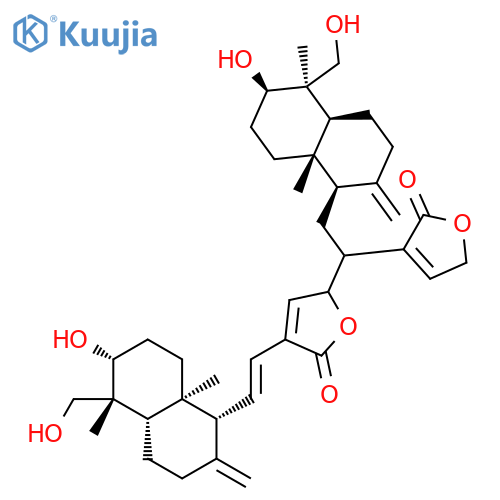 2(5H)-Furanone,5-[2-[decahydro-6-hydroxy-5-(hydroxymethyl)-5,8a-dimethyl-2-methylene-1-naphthalenyl]-1-(2,5-dihydro-2-oxo-3-furanyl)ethyl]-3-[2-[decahydro-6-hydroxy-5-(hydroxymethyl)-5,8a-dimethyl-2-methylene-1-naphthalenyl]ethenyl]-(9CI) structure