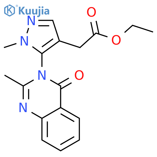 1H-Pyrazole-4-aceticacid, 1-methyl-5-(2-methyl-4-oxo-3(4H)-quinazolinyl)-, ethyl ester structure
