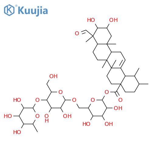 Urs-12-en-28-oic acid, 2,3-dihydroxy-23-oxo-, O-6-deoxy-α-L-mannopyranosyl-(1→4)-O-β-D-glucopyranosyl-(1→6)-β-D-glucopyranosyl ester, (2α,3β,4α)- (9CI) structure