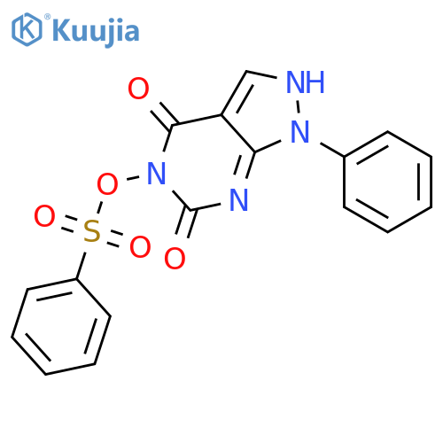 1H-Pyrazolo[3,4-d]pyrimidine-4,6(5H,7H)-dione,1-phenyl-5-[(phenylsulfonyl)oxy]- structure