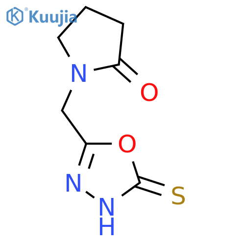 1-[(5-sulfanyl-1,3,4-oxadiazol-2-yl)methyl]pyrrolidin-2-one structure
