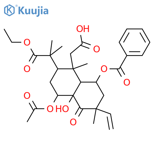 7,8,11-Trihydroxy-14-oxo-2,3-seco-15-isopimarene-2,3-dioic acid; (7α,8β,11α)-form, 11-Benzoyl, 7-Ac, 3-Et ester structure