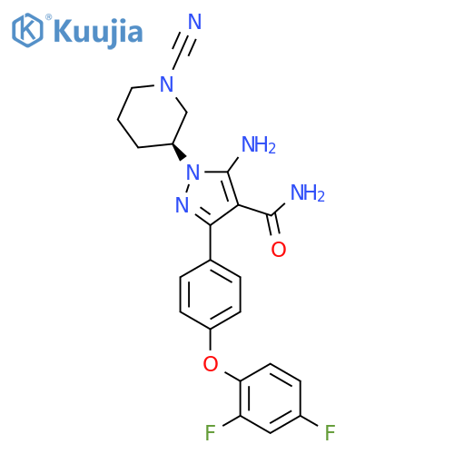 (R)-5-Amino-1-(1-cyanopiperidin-3-yl)-3-(4-[2,4-difluorophenoxy]phenyl)-1H-pyrazole-4-carboxamide structure