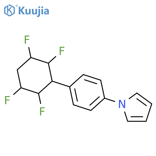 1H-Pyrrole, 1-[4-[(2S,3R,5S,6R)-2,3,5,6-tetrafluorocyclohexyl]phenyl]-, rel- structure