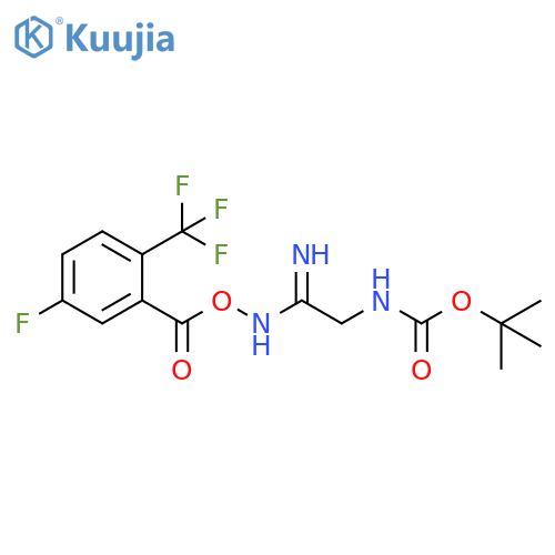 (Z)-(1-Amino-2-{(tert-butoxy)carbonylamino}ethyl-idene)amino 5-fluoro-2-(trifluoromethyl)benzoate structure