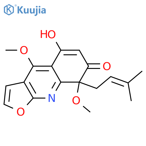 Furo[2,3-b]quinolin-7(8H)-one,5-hydroxy-4,8-dimethoxy-8-(3-methyl-2-buten-1-yl)-, (-)- structure