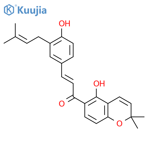 2-Propen-1-one,1-(5-hydroxy-2,2-dimethyl-2H-1-benzopyran-6-yl)-3-[4-hydroxy-3-(3-methyl-2-buten-1-yl)phenyl]-,(2E)- structure
