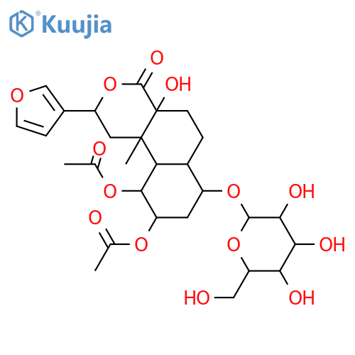 4H-Naphtho[2,1-c]pyran-4-one, 9,10-bis(acetyloxy)-2-(3-furanyl)-7-(β-D-glucopyranosyloxy)dodecahydro-4a-hydroxy-10b-methyl-, (2S,4aS,6aS,7R,9S,10R,10aR,10bS)- (9CI) structure