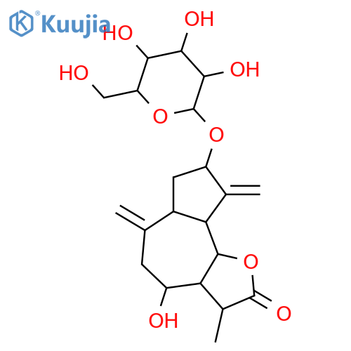 Azuleno[4,5-b]furan-2(3H)-one,8-(b-D-glucopyranosyloxy)decahydro-4-hydroxy-3-methyl-6,9-bis(methylene)-,(3R,3aR,4R,6aR,8S,9aR,9bR)- structure