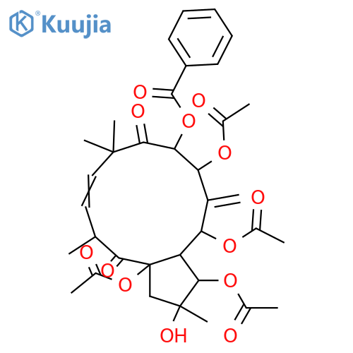 6(17),11-Jatrophadiene-2,3,5,7,8,9,14,15-octol; (2α,3β,5α,7β,8α,11E,13α,15β)-form, 9,14-Diketone, 8-benzoyl, 3,5,7,15-tetra-Ac structure