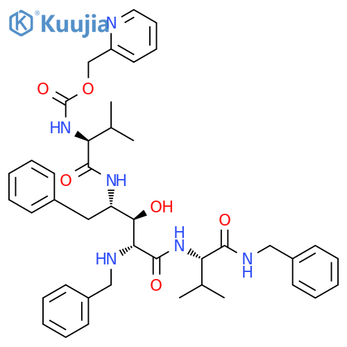 L-Lyxonamide,2,4,5-trideoxy-4-[[3-methyl-1-oxo-2-[[(2-pyridinylmethoxy)carbonyl]amino]butyl]amino]-N-[2-methyl-1-[[(phenylmethyl)amino]carbonyl]propyl]-5-phenyl-2-[(phenylmethyl)amino]-,[1(S),4(S)]- (9CI) structure