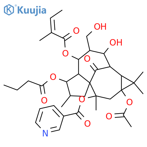 3,5,7,11,13,20-Hexahydroxy-9-ingenanone; (2α,3α,5α,6α,7β,11β,13α)-form, 11-O-(3-Pyridinecarbonyl), 5-angeloyl, 3-butanoyl, 13-Ac structure