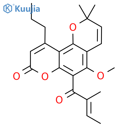 5-Methoxy-2,2-dimethyl-6-[(E)-2-methylbut-2-enoyl]-10-propyl-pyrano[2,3-f]chromen-8-one structure