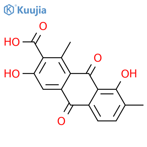 3,8-Dihydroxy-1,7-dimethylanthraquinone-2-carboxylic acid structure