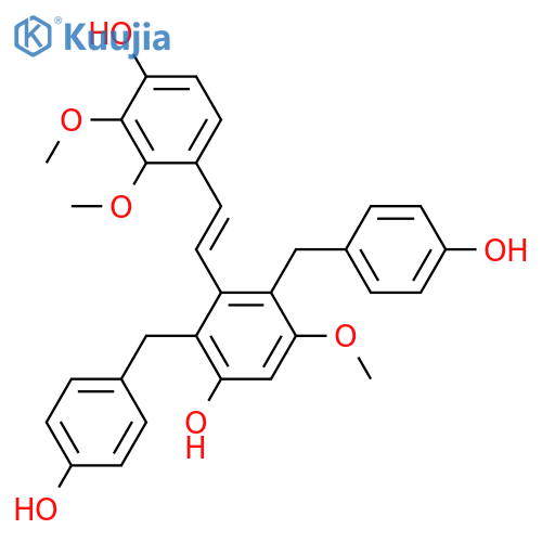 3-Hydroxy-2,6-bis(4-hydroxybenzyl)-5-methoxystilbene; 2',3'-Dimethoxy, 4'-hydroxy structure