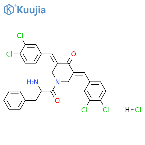 (3Z,5Z)-1-[(2S)-2-Amino-3-phenylpropanoyl]-3,5-bis[(3,4-dichlorophenyl)methylidene]piperidin-4-one;hydrochloride structure