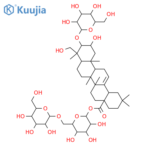 Olean-12-en-28-oic acid, 3-(β-D-glucopyranosyloxy)-2,23-dihydroxy-, 6-O-β-D-glucopyranosyl-β-D-glucopyranosyl ester, (2β,3β,4α)- structure