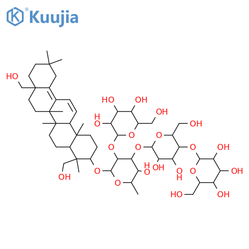 b-D-Galactopyranoside, (3b,4a)-23,28-trihydroxyoleana-11,13(18)-dien-3-yl O-b-D-glucopyranosyl-(1&reg;2)-O-[O-b-D-glucopyranosyl-(1&reg;4)-b-D-glucopyranosyl-(1&reg;3)]-6-deoxy- (9CI) structure