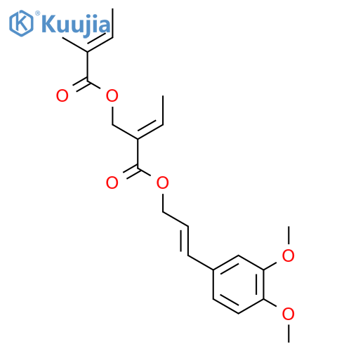 2-Butenoic acid,2-methyl-,(2Z)-2-[[[(2E)-3-(3,4-dimethoxyphenyl)-2-propen-1-yl]oxy]carbonyl]-2-buten-1-ylester, (2Z)- structure