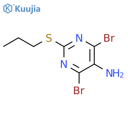4,6-dibromo-2-(propylthio)pyrimidin-5-amine structure