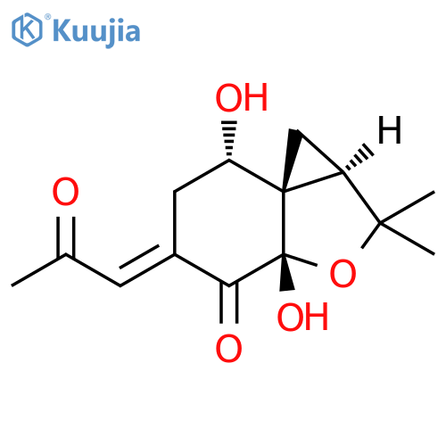 1H,5H-Cyclopropa[c]benzofuran-4(3aH)-one, tetrahydro-3a,7-dihydroxy-2,2-dimethyl-5-(2-oxopropylidene)-, (1aR,3aS,5E,7S,7aS)- (9CI) structure